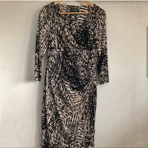 Lauren Ralph Lauren Fitted Faux Wrap Dress